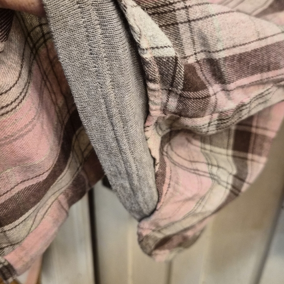 Pink and Brown Plaid Button-Up Shirt - Picture 3 of 7